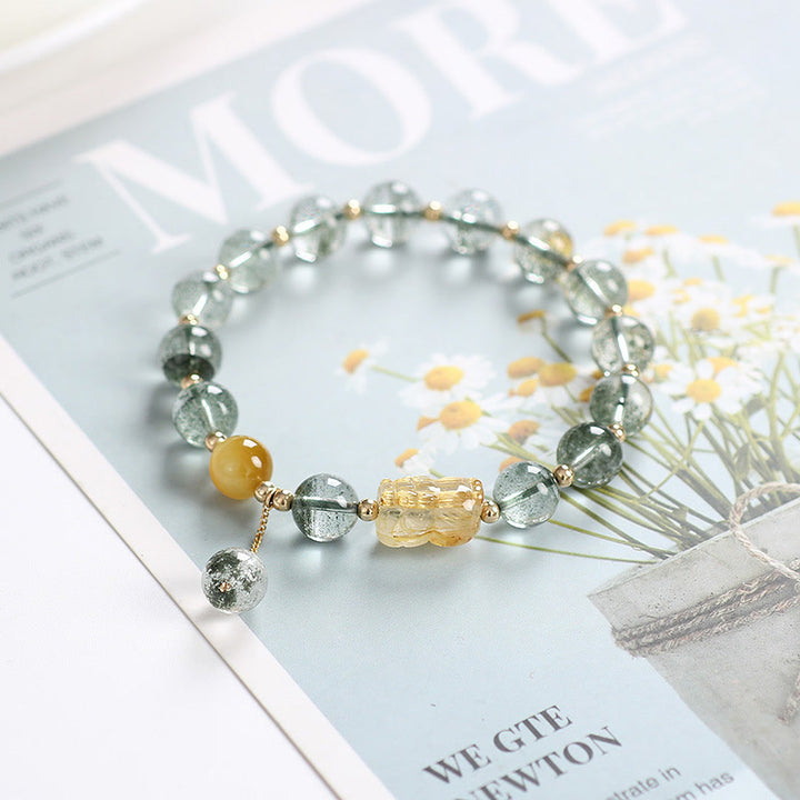 Pulsera de Confianza PiXiu Citrino Fantasma Verde de Buddha Stones