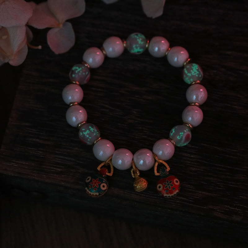 Pulsera de la suerte con cuentas de porcelana coloridas de cristal Liuli con Buddha Stones que tragan oro y bestia familiar
