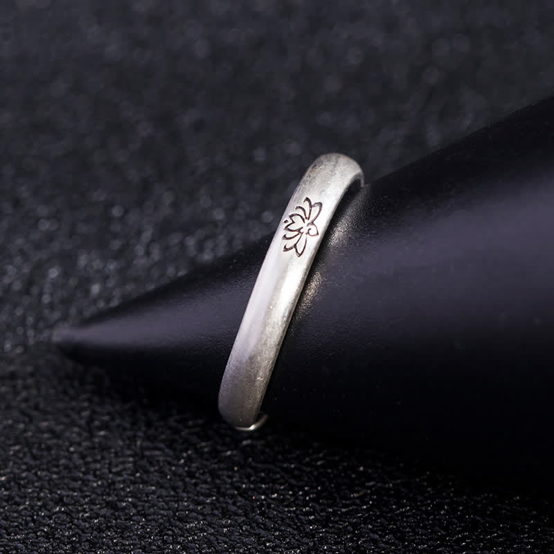 Anillo de iluminación de flor de loto de plata de ley 925