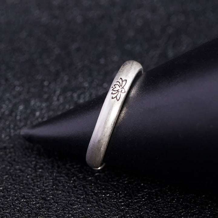 Anillo de iluminación de flor de loto de plata de ley 925