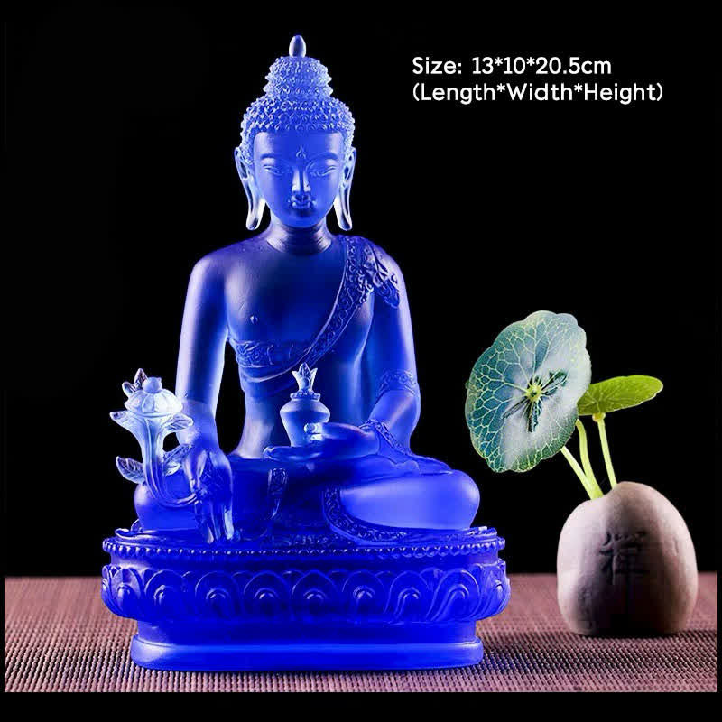 Buda medicinal hecho a mano Liuli Crystal Art Piece estatua de compasión decoración de oferta en casa y oficina