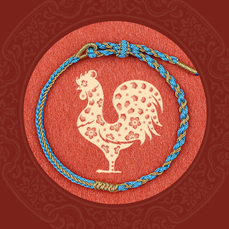 Pulsera de cuerda trenzada de protección de dragón, conejo, gallo, rata, caballo, dragón chino hecho a mano con Buddha Stones