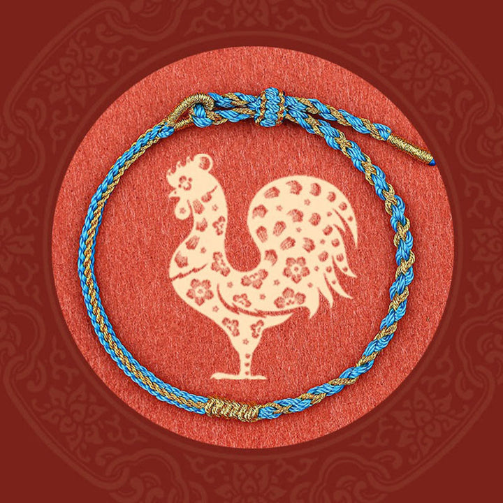 Pulsera de cuerda trenzada de protección de dragón, conejo, gallo, rata, caballo, dragón chino hecho a mano con Buddha Stones