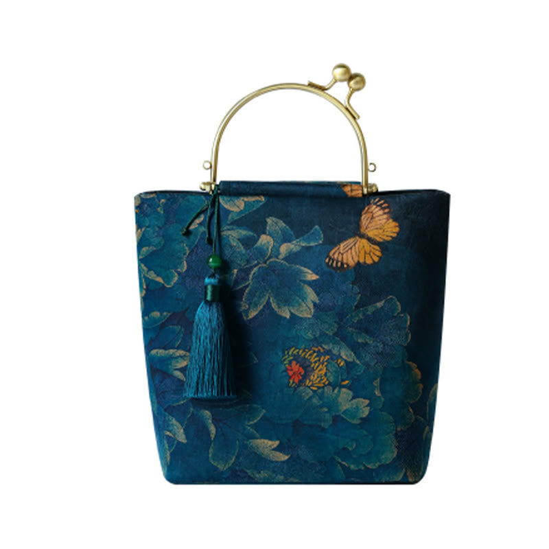 Bolso bandolera con cadena de metal, diseño de Buddha Stones y mariposas