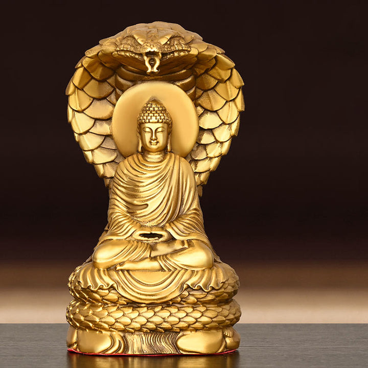 Figura de serpiente de Buddha Stones Shakyamuni, estatua de cobre de serenidad, decoración para el hogar