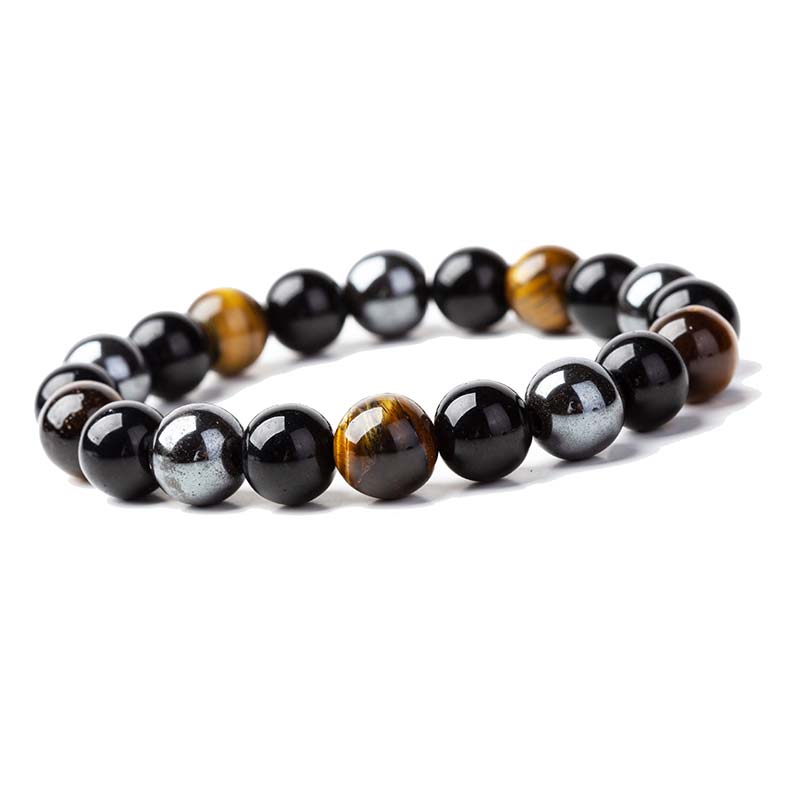 Juego de collar y pulsera de ojo de tigre tibetano con Buddha Stones