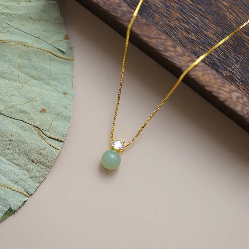 Colgante de collar de cadena de prosperidad de jade con cuentas de la suerte de Buddha Stones