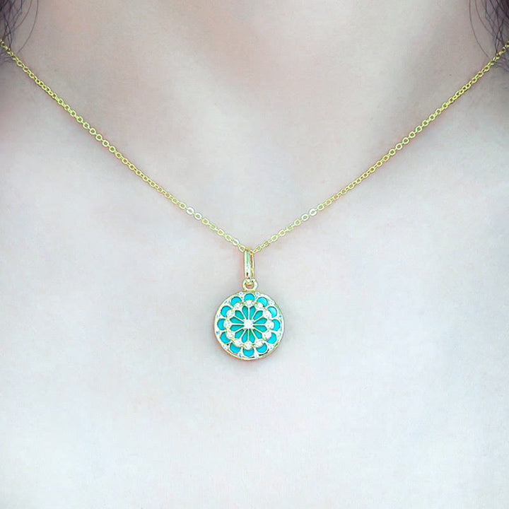 Colgante de plata de ley 925 con Buddha Stones , redondo, turquesa, circonita, protección, fuerza
