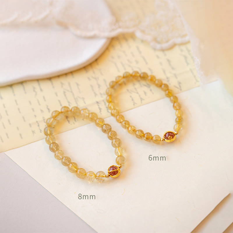 Pulsera de protección de estrella de cuarzo fresa de cuarzo rutilado dorado con Buddha Stones