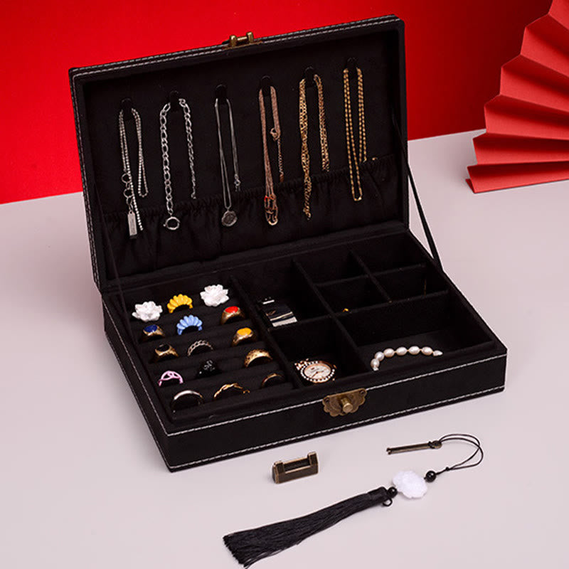 Caja organizadora de joyería de diseño Simple con Buddha Stones, caja de almacenamiento de joyería de franela de una sola capa con cerradura - image 19
