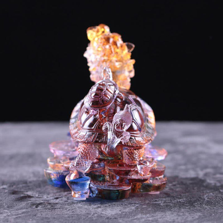 Buddha Stones Feng Shui, monedas de tortuga dragón hechas a mano, pieza de arte de la suerte de cristal Liuli, decoración para el hogar y la Oficina