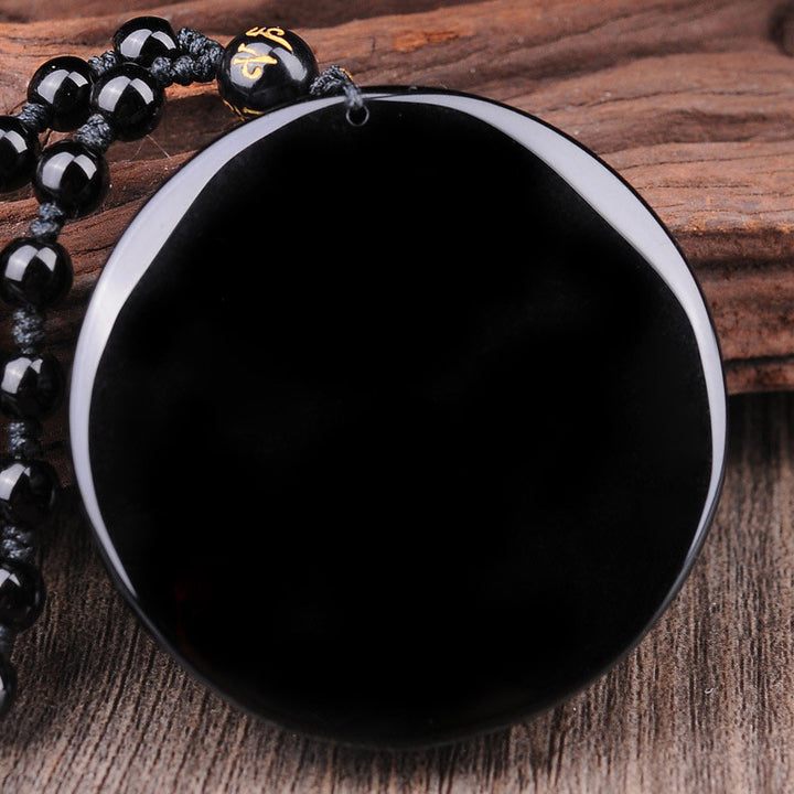Collar con colgante de obsidiana con diseño de dragón Bagua y Buddha Stones - image 4