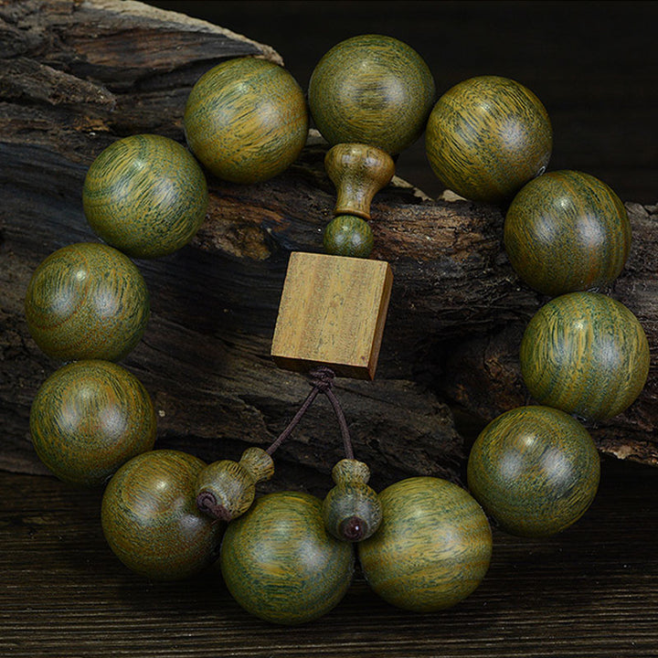 Pulsera curativa de sándalo verde tibetano con Buddha Stones - 20 mm (12 cuentas) - image 0