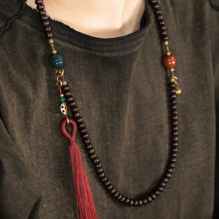 Buddha Stones 108 cuentas de Mala Natural Tíbet púrpura semilla de Bodhi pulsera auspiciosa