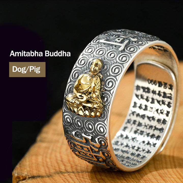 Anillo ajustable de la suerte de la riqueza de Buda Natal del zodiaco chino de Buddha Stones de Buda