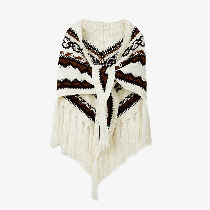 Mantón triangular tibetano con Buddha Stones, borlas a rayas, bufanda de viaje acogedora para invierno