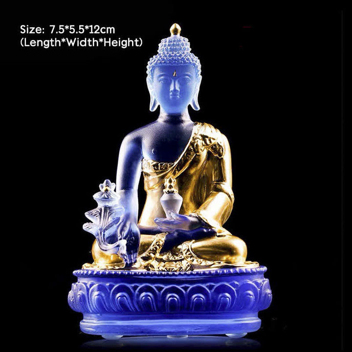Buda medicinal hecho a mano Liuli Crystal Art Piece estatua de compasión decoración de oferta en casa y oficina