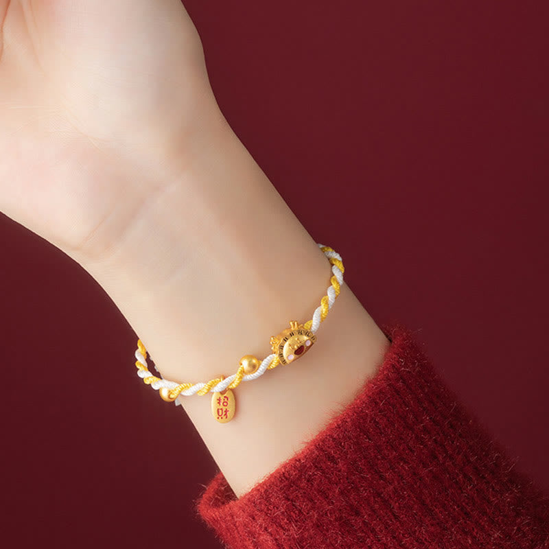 ❗❗❗Una oferta flash: pulsera trenzada con Buddha Stones de plata de ley 925 con diseño de bola de masa del año del dragón que atrae la suerte y la fortuna