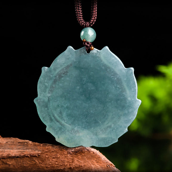 Colgante de collar de la suerte con diseño de loto de Buda sonriente de jade natural con Buddha Stones - image 8