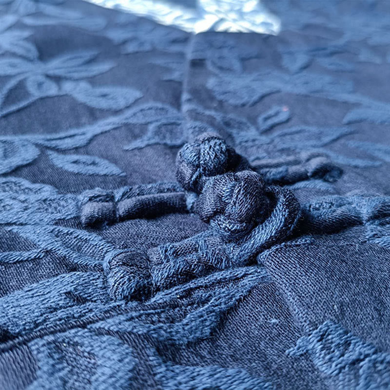 Chaqueta de manga larga con cuello en V y jacquard floral con Buddha Stones