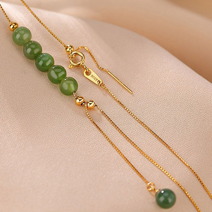 Colgante de collar curativo con cuentas de jade cian de plata de ley 925 con Buddha Stones