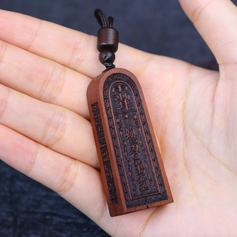 Buddha Stones, relámpago, madera de azufaifo, taoísta, orden de cinco truenos, colgante de collar de protección de la suerte