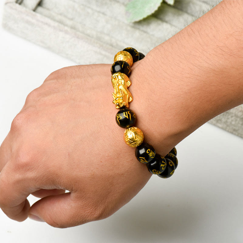 Pulsera de obsidiana para atraer riqueza Feng Shui PiXiu