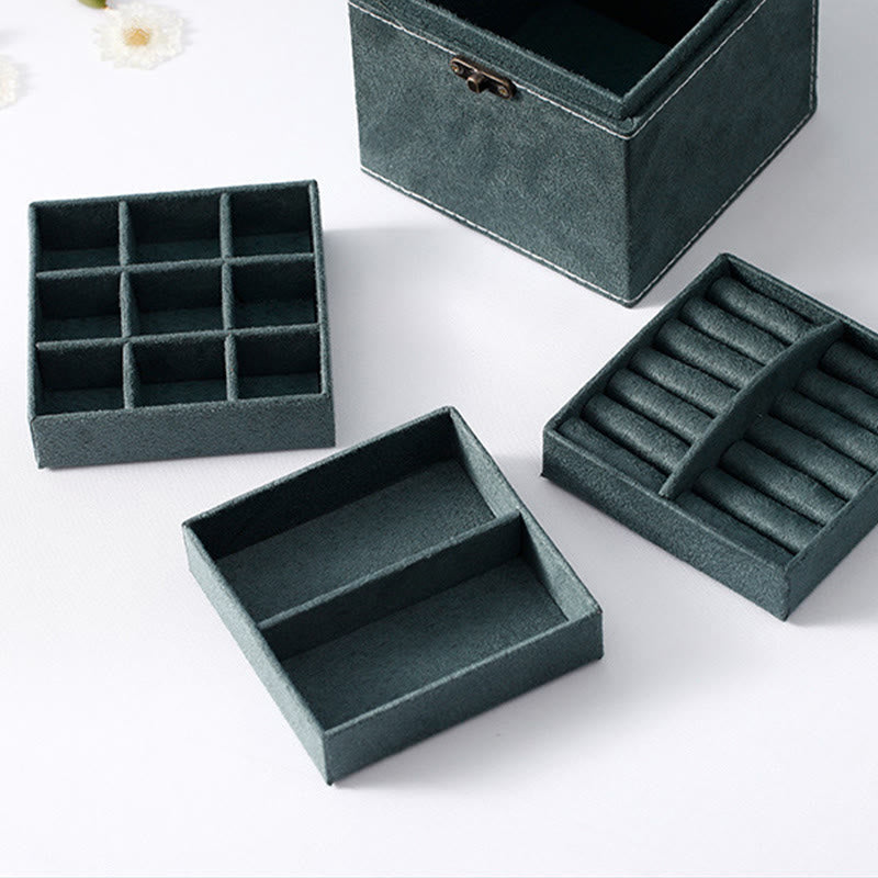 Caja organizadora de joyas con Buddha Stones, caja de almacenamiento de joyas de tres capas, caja de regalo de franela