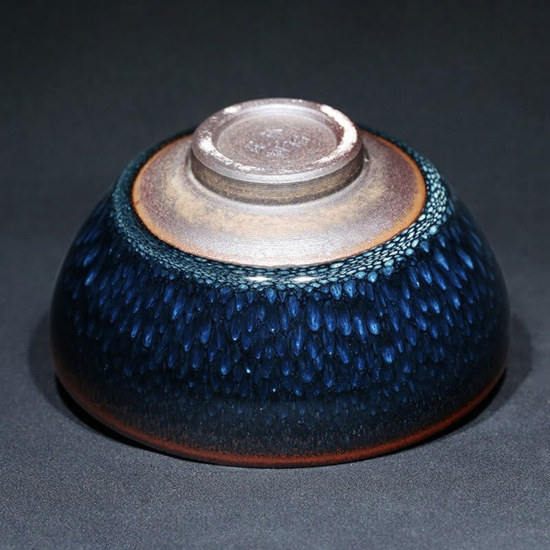 Buddha Stones hechas a mano, punto de Francolinus azul, taza de té de cerámica china Jianzhan, tazón de taza de té de Kung Fu