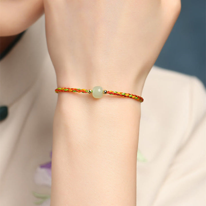 Pulsera de abundancia de cuentas de jade de la suerte de cuerda colorida de Buddha Stones