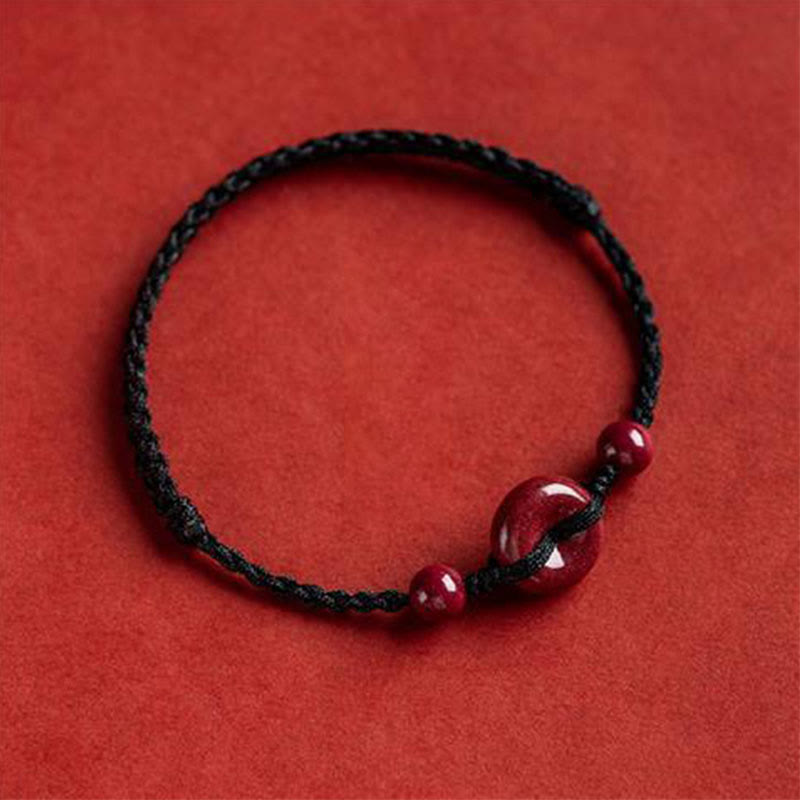 Pulsera tobillera con hebilla de paz de cinabrio hecha a mano con Buddha Stones, abalorio seguro y saludable, pulsera de bendición