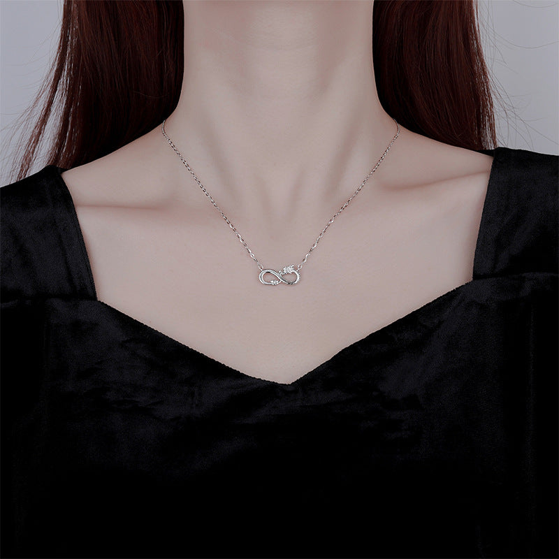 Colgante de plata de ley 999 con Buddha Stones, diseño del año del dragón, con nudo sin fin