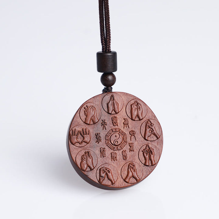 Buddha Stones, relámpago, madera de azufaifo, Yin Yang, Bagua, fantasmas de montaña, colgante de collar de protección para gastar dinero