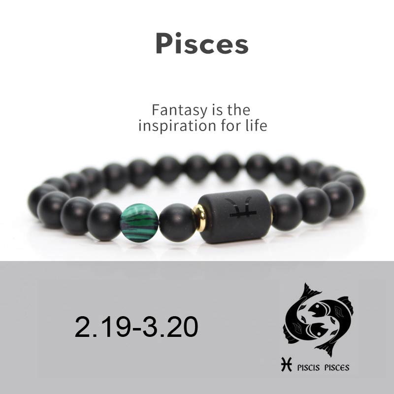 Pulsera Ajustable de Ónix Negro 12 Constelaciones del Zodíaco Buddha Stones