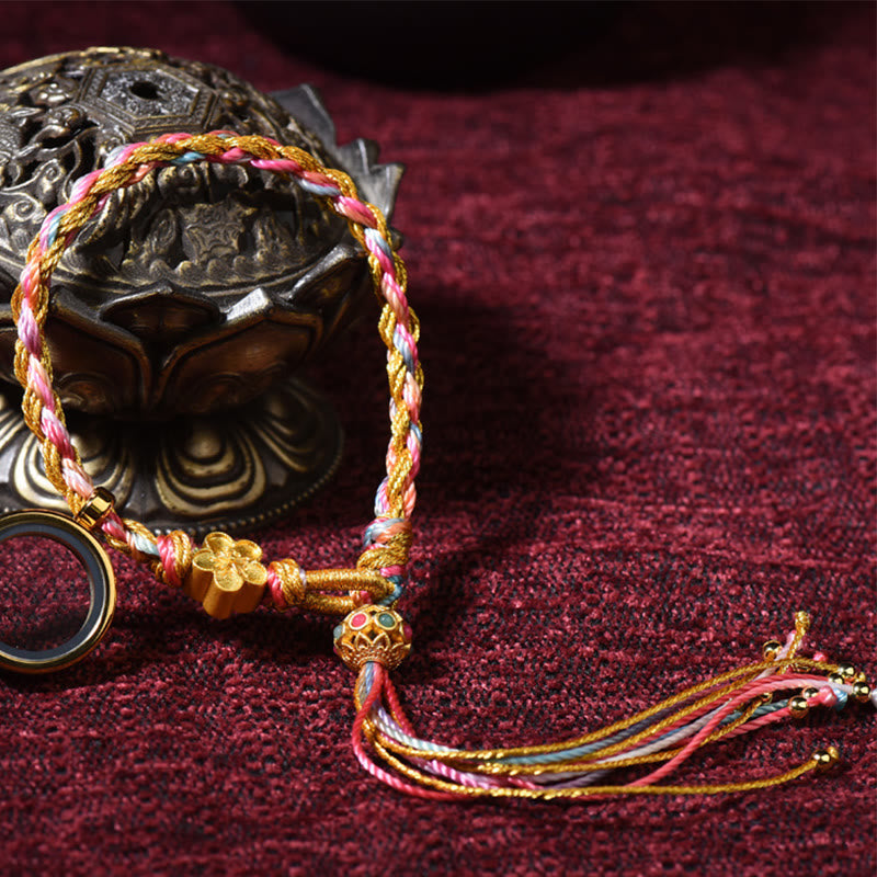 Pulsera trenzada de doble envoltura, hecha a mano, con Buddha Stones , cadena colorida de la suerte tibetana