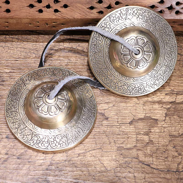 Campana tibetana Tingsha, nube auspiciosa, seis palabras verdaderas, decoración de riqueza de cobre