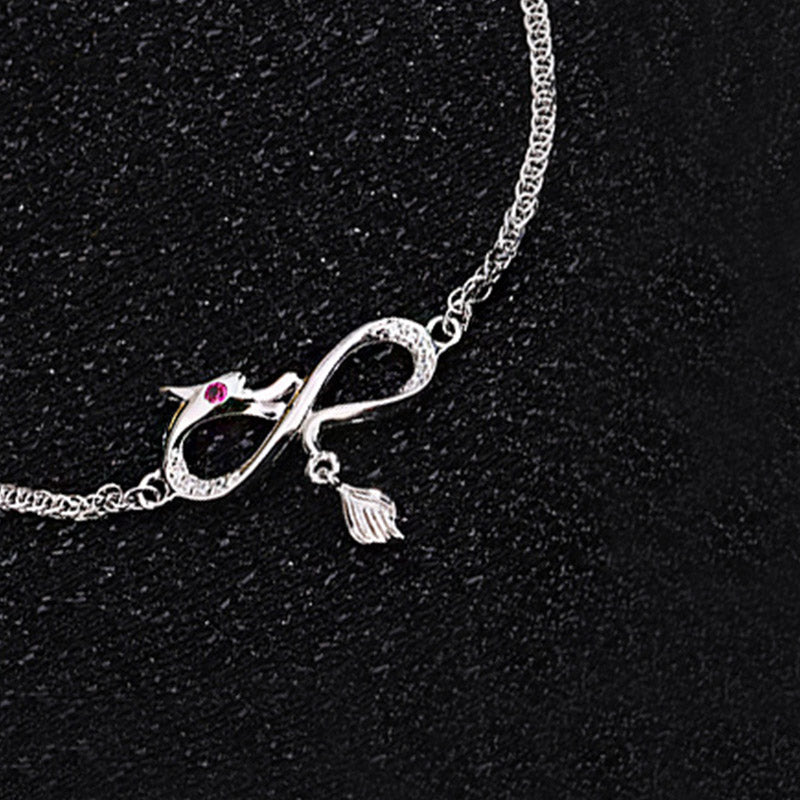 Pulsera de protección de la suerte con colgante de cola de nudo sin fin de plata de ley 999 con Buddha Stones