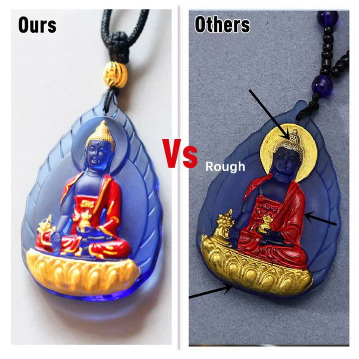 Buddha Stones Tíbet Medicina Buda Liuli Cristal Compasión Collar Colgante - image 9