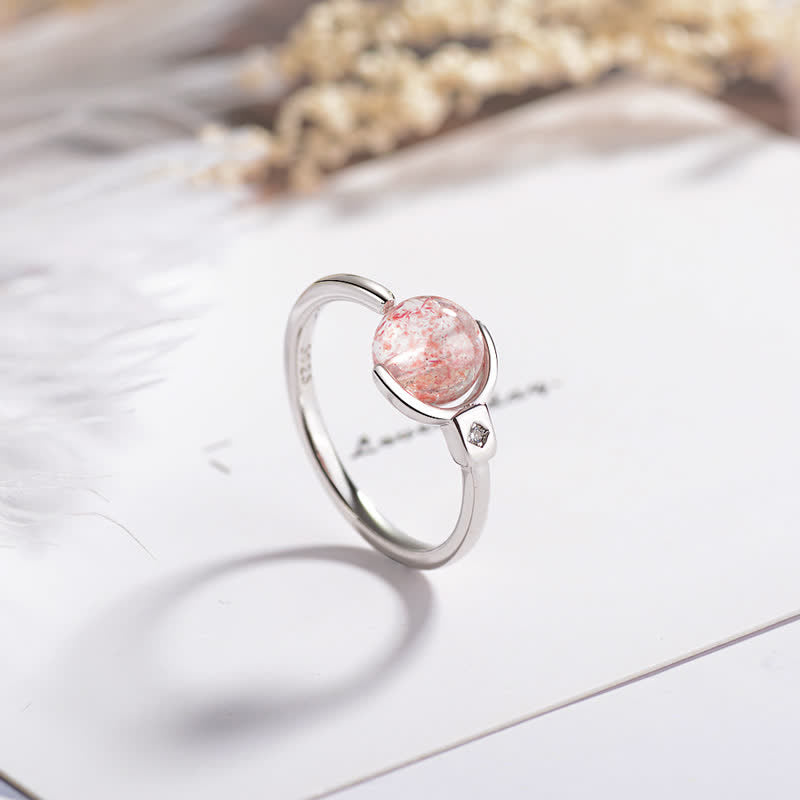 Anillo de rotación calmante de cristal rosa con Buddha Stones - Cristal rosa - image 0