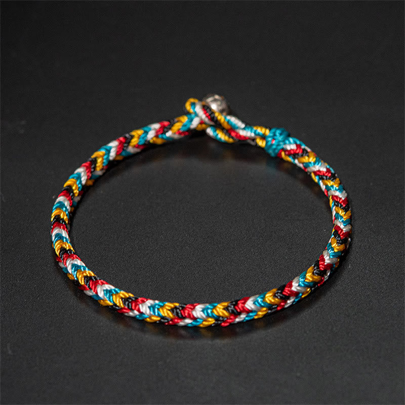 Pulsera de cuerda trenzada de protección de hilo de cinco colores hecha a mano con Buddha Stones Tíbet - image 7