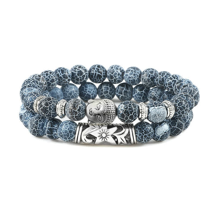Pulsera de protección de Buda de ágata de cristal Natural, 2 uds., Buddha Stones