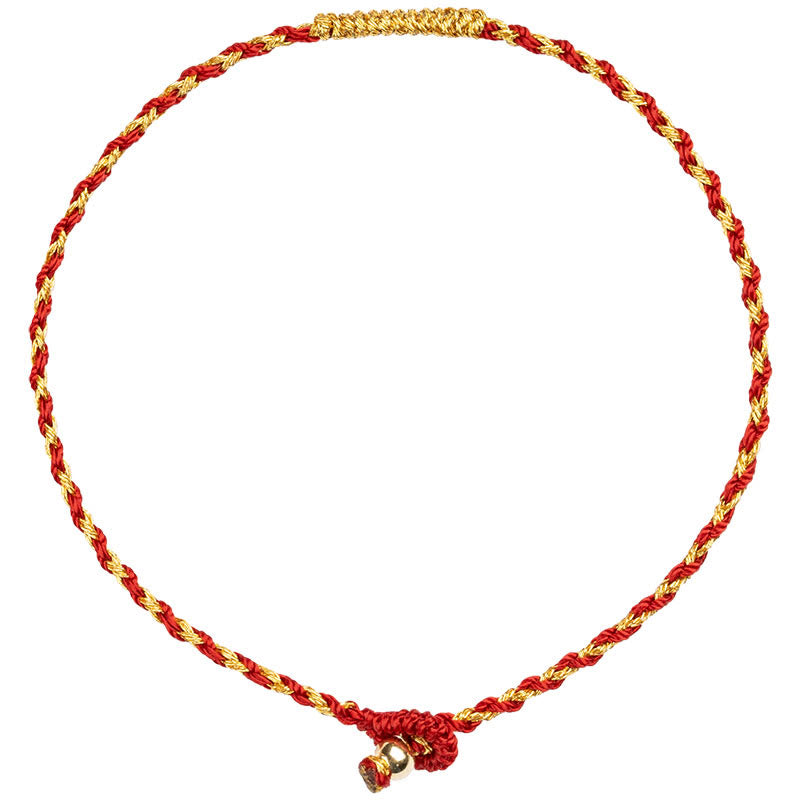 Pulsera de la suerte trenzada con nudo King Kong, hecha a mano, chapada en oro de 14 quilates con Buddha Stones