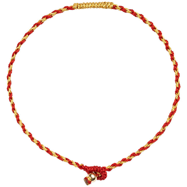 Pulsera de la suerte trenzada con nudo King Kong, hecha a mano, chapada en oro de 14 quilates con Buddha Stones
