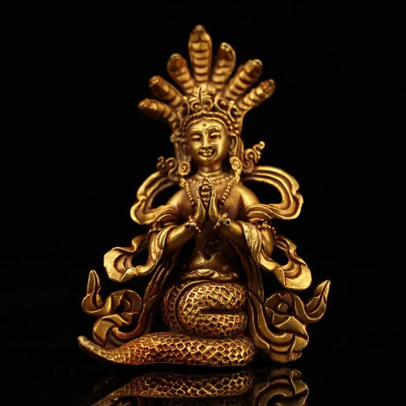 Decoración de estatua de cobre de protección de Bodhisattva Nagarjuna - 9*6 cm - image 0