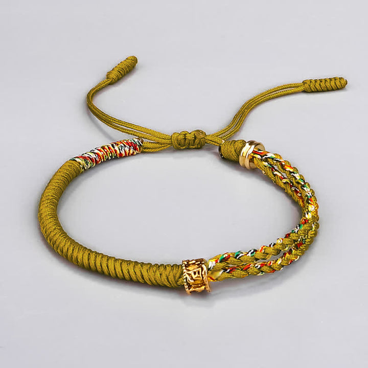 Pulsera de cuerda de la suerte con Buddha Stones Om Mani Padme Hum
