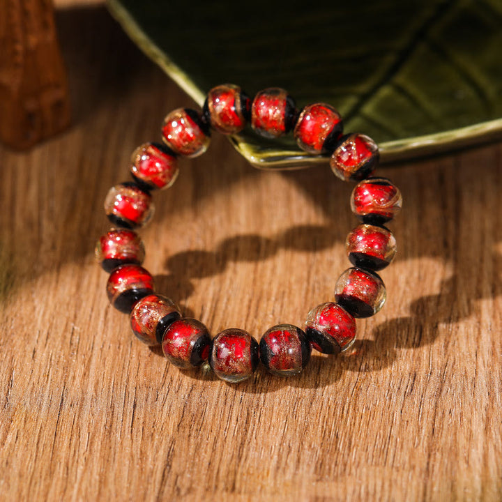 Pulsera de la riqueza de la suerte con cuentas de cristal Liuli clásicas tibetanas de Buddha Stones