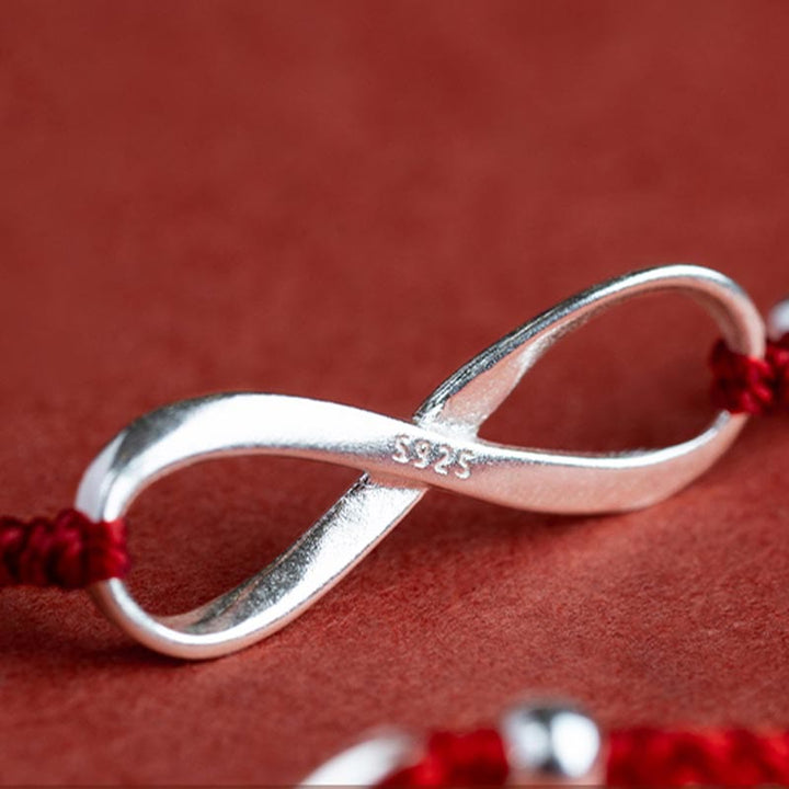 Pulsera tobillera de hilo rojo de la suerte con protección de nudo infinito de plata de ley 925 con Buddha Stones