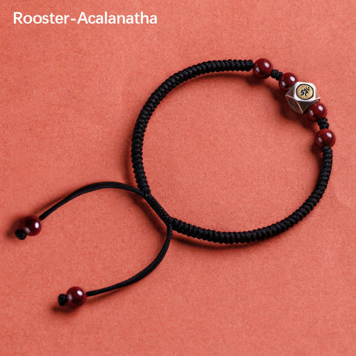 Pulsera de plata de ley 925 con Buddha Stones , zodíaco chino, Buda natal, cinabrio, calma