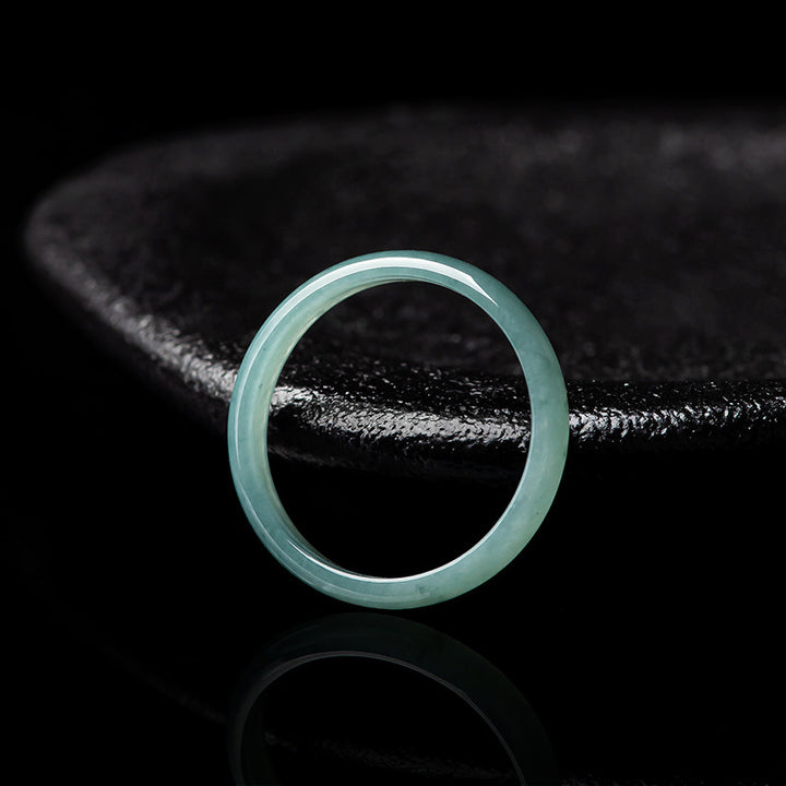 Anillo de protección de prosperidad de jade natural con Buddha Stones