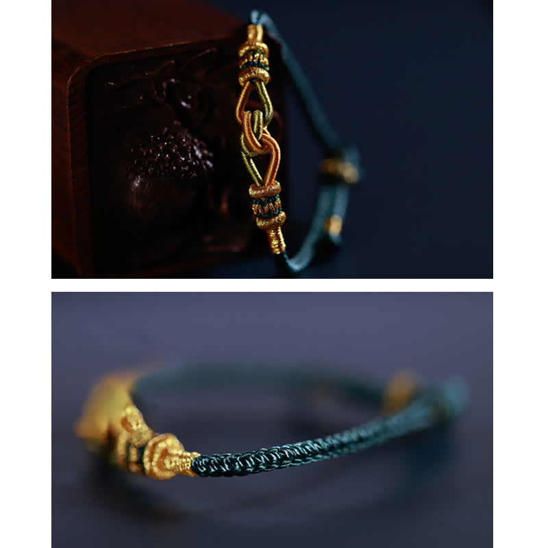 Pulsera de hilo trenzado con Buddha Stones, hecha a mano, anudada, fuerza de la fe